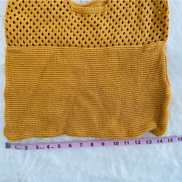 NWOT Mustard Yellow Somerset Knit Woven Tote Bag - Picture 6 of 9
